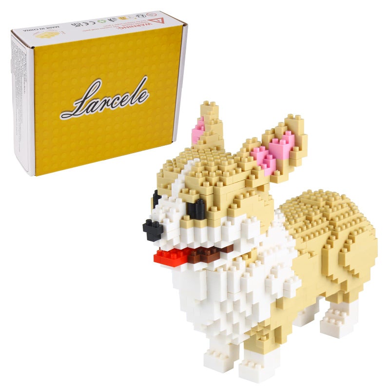 Larcele Micro Dog Building Blocks Pet Mini Building Toy Bricks,950 Pieces KLJM-02 (Welsh Corgi) - Image 1